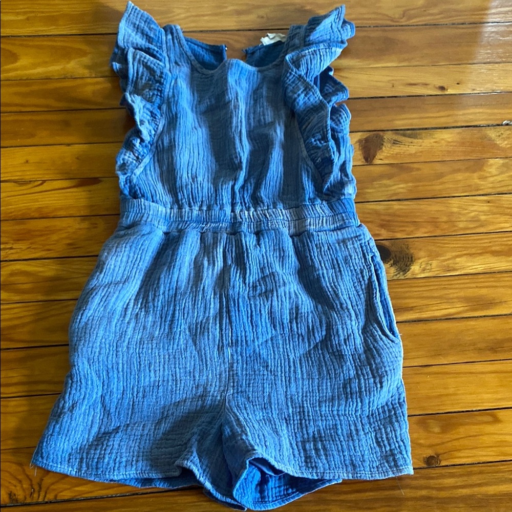 Blue Ruffled Kids Romper